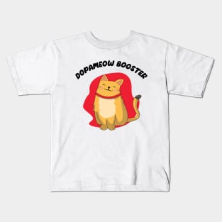 Dopameow Booster Funny Cute Cat. Novelty funny kitty design, for cat and pet parents - Yellow cat version Kids T-Shirt